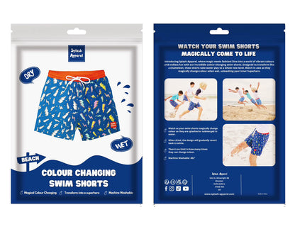 Kids Lightning Bolt Swim Shorts - Colour Changing